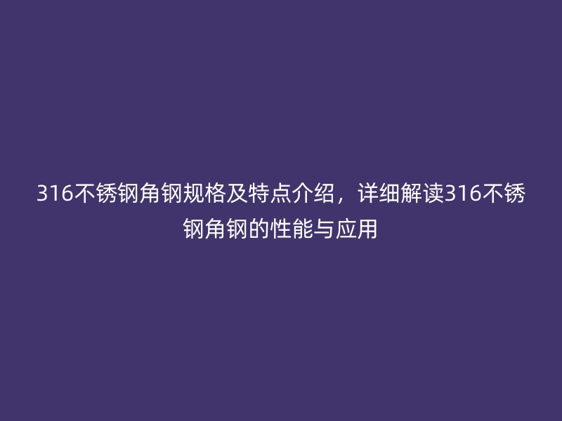 316不銹鋼角鋼規(guī)格及特點(diǎn)介紹，詳細(xì)解讀316不銹鋼角鋼的性能與應(yīng)用